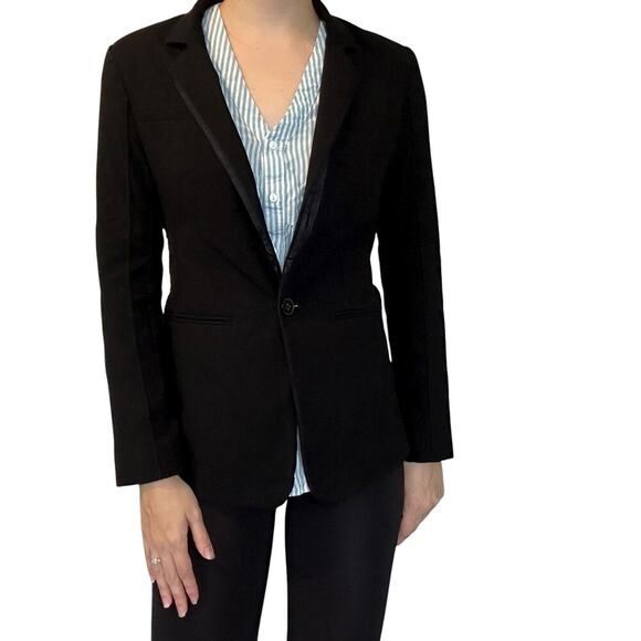 Derek Lam 10 Crosby Blazer Jacket Black Fitted Work Academia Preppy 4 Small - Picture 1 of 6